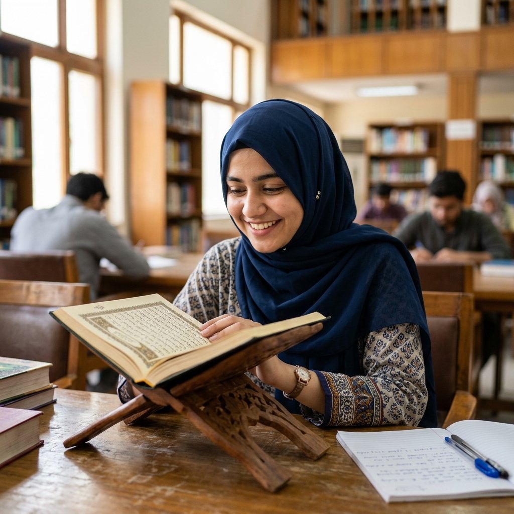 Pakistani Quran student studying online